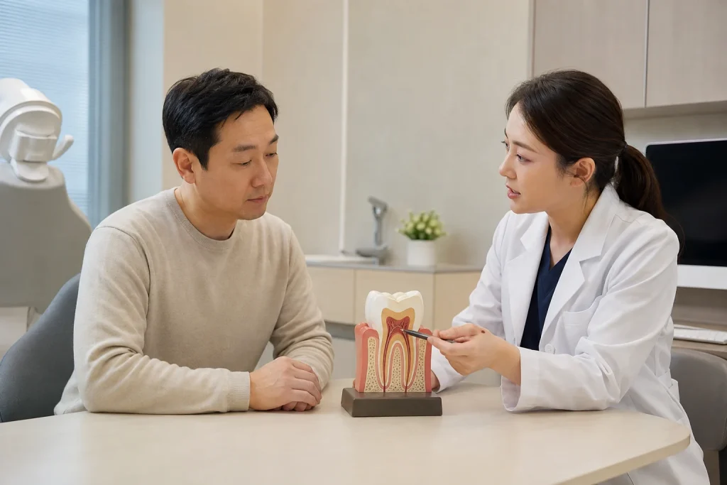 양산 치과 정보를 확인하는 생활 장면